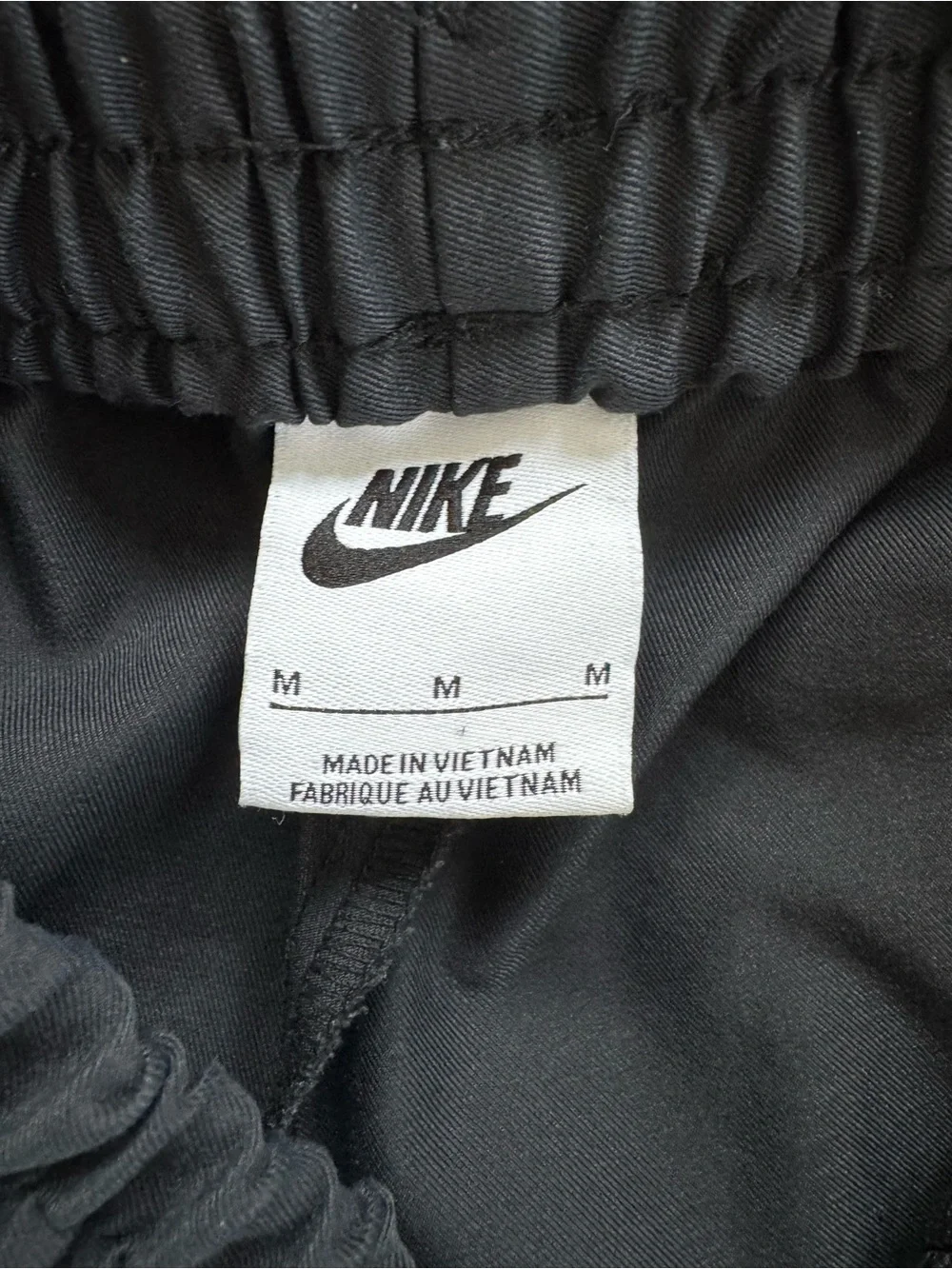 Women’s Nike Black Jogger Pants with White Swoosh & toggle Sz Medium